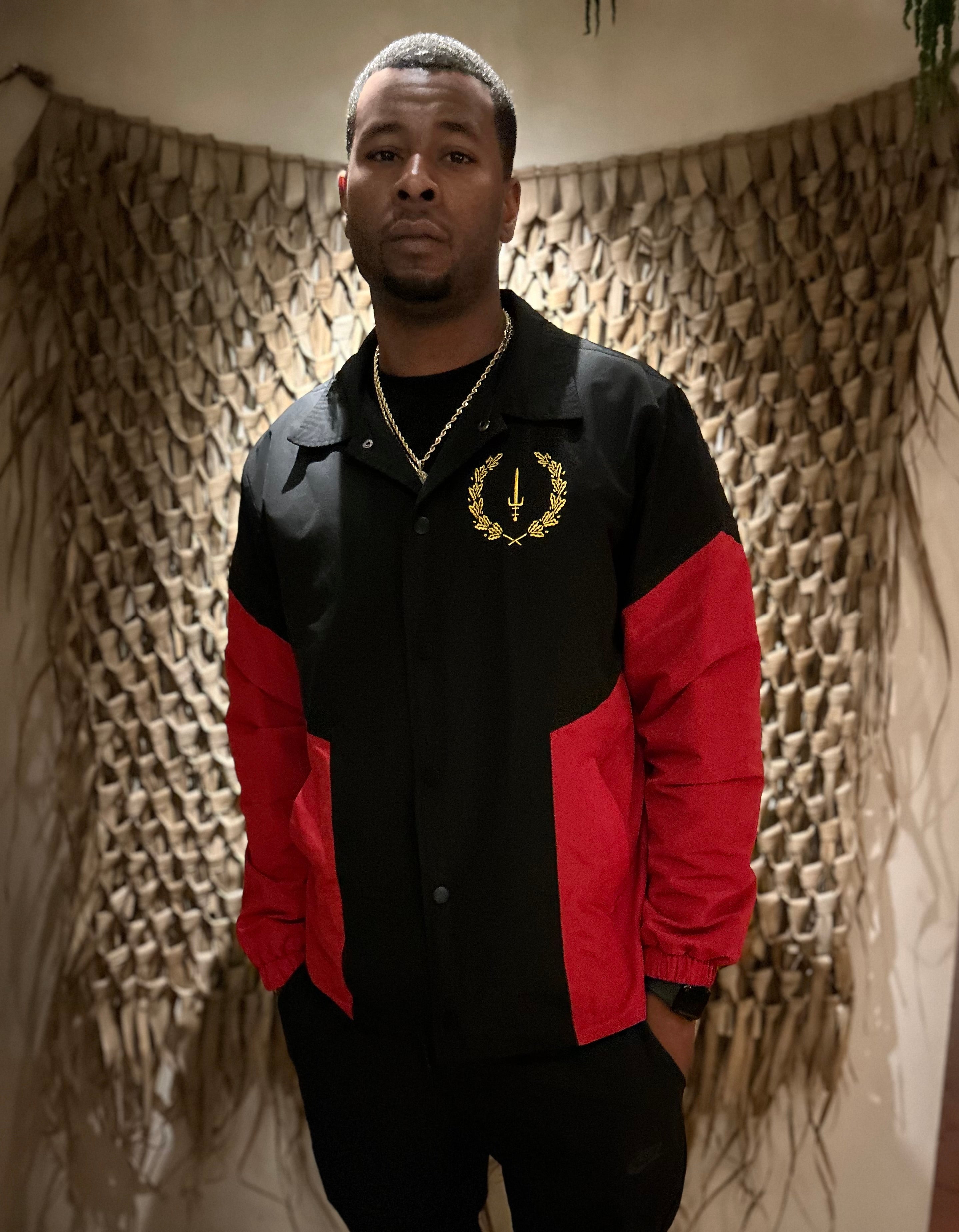 IN STOCK NOW! BLACK AMERICAN HERITAGE FLAG JACKET (Coaches Style